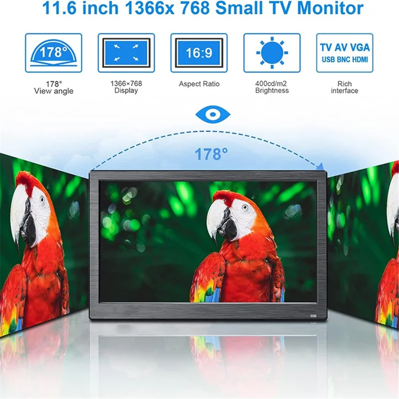 RX-102A 11.6-inch 1366*768 Monitor Desktop / Wall-mounted Display with Remote Control - UK Plug