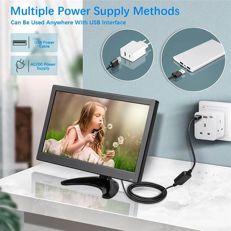RX-102A 11.6-inch 1366*768 Monitor Desktop / Wall-mounted Display with Remote Control - UK Plug
