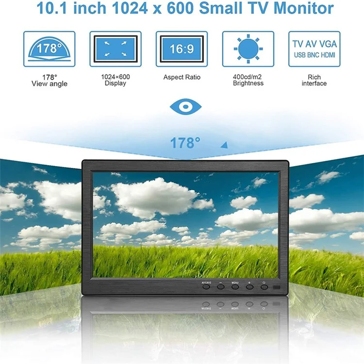 RX-101A 10.1-inch Security Monitor Portable Display with Remote Control - EU Plug