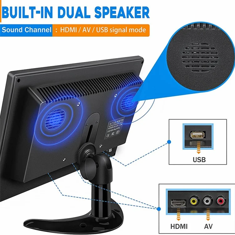 RX-101A 10.1-inch Security Monitor Portable Display with Remote Control - EU Plug