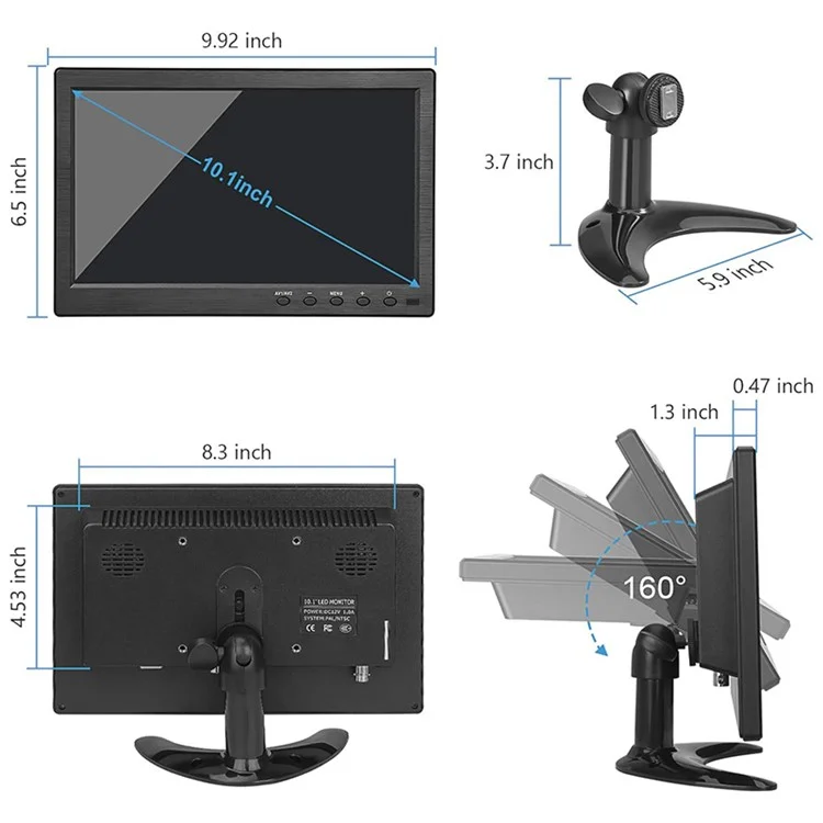 RX-101A 10.1-inch Security Monitor Portable Display with Remote Control - EU Plug