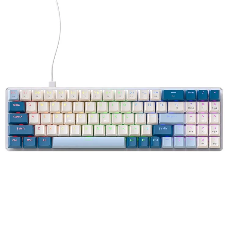 ZIYOULANG K65 78 Keys Hot Swappable Mechanical Keyboard RGB Light USB Wired Keyboard - Blue+Blue Switch