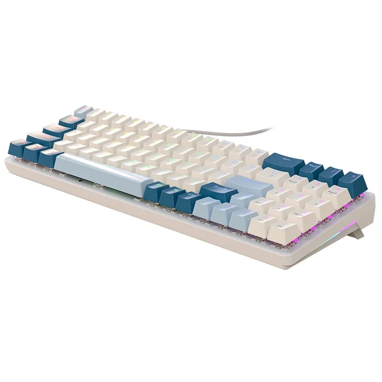 ZIYOULANG K65 78 Keys Hot Swappable Mechanical Keyboard RGB Light USB Wired Keyboard - Blue+Blue Switch