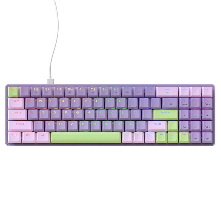 ZIYOULANG K65 78 Tasten Hot Swappable Mechanische Tastatur RGB-Beleuchtung USB Kabel Tastatur - Lila+Roter Schalter