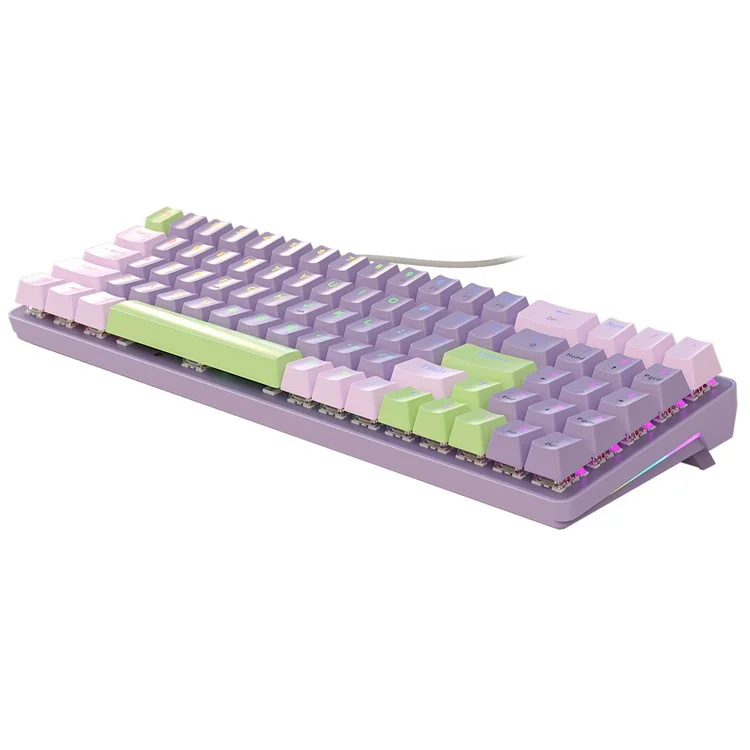 ZIYOULANG K65 78 Tasten Hot Swappable Mechanische Tastatur RGB-Beleuchtung USB Kabel Tastatur - Lila+Roter Schalter