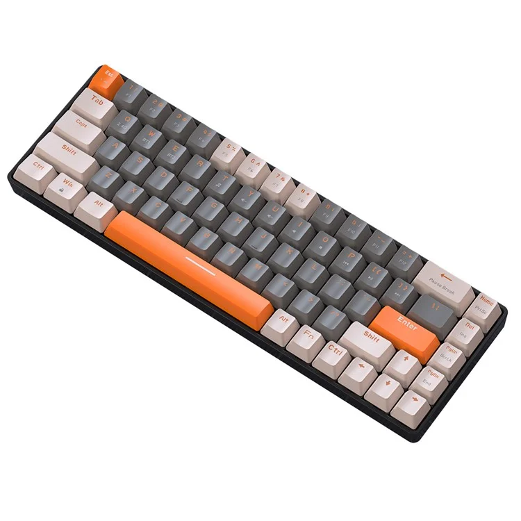 ZIYOULANG K68 Wireless Mechanical Keyboard 2.4G / Bluetooth-compatible Dual Mode 68-Key Keyboard - Milk Tea+Blue Switch