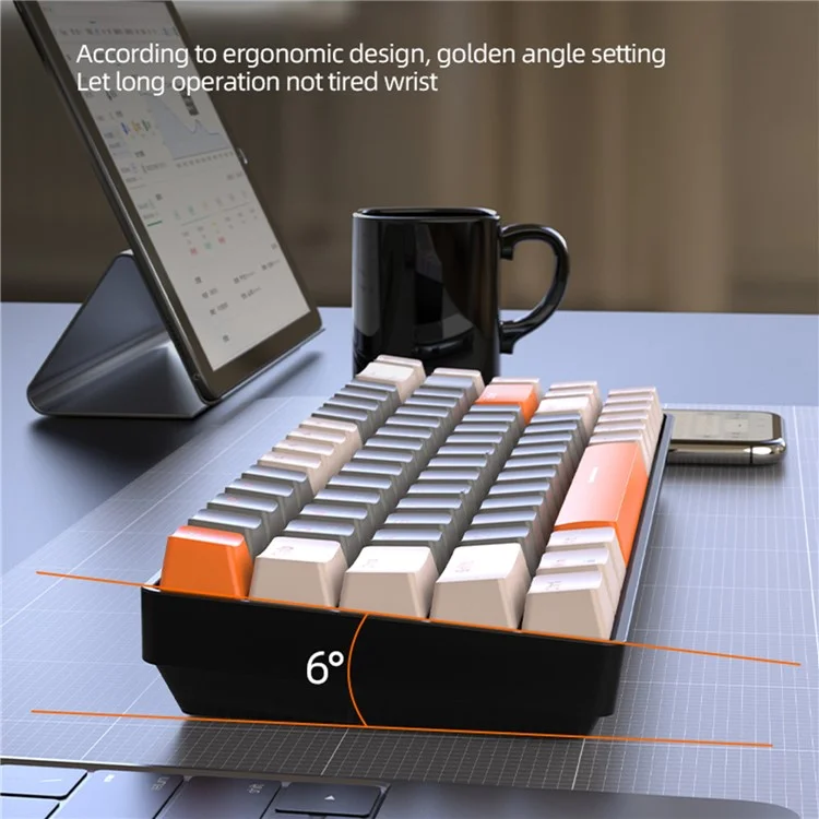 ZIYOULANG K68 Wireless Mechanical Keyboard 2.4G / Bluetooth-compatible Dual Mode 68-Key Keyboard - Milk Tea+Blue Switch