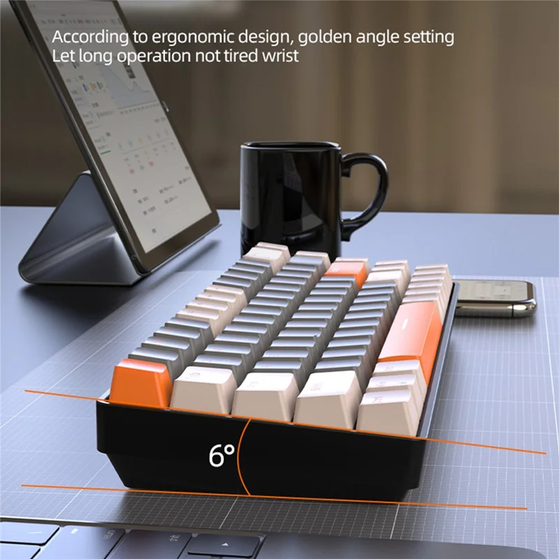ZIYOULANG K68 Wireless Mechanical Keyboard 2.4G / Bluetooth-compatible Dual Mode 68-Key Keyboard - Milk Tea+Red Switch