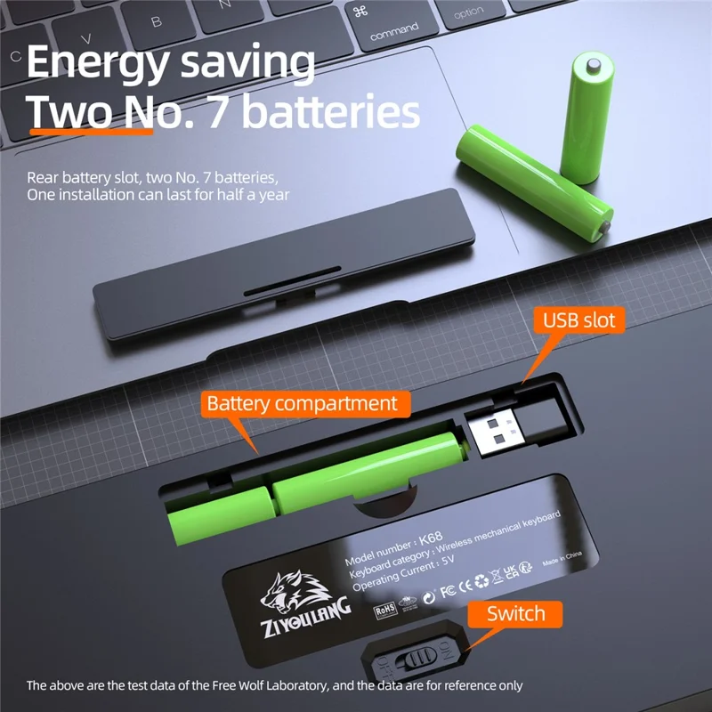 ZIYOULANG K68 Wireless Mechanical Keyboard 2.4G / Bluetooth-compatible Dual Mode 68-Key Keyboard - Milk Tea+Tan Switch