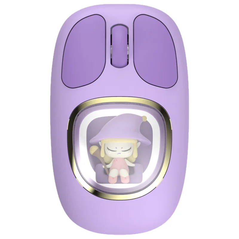 Y-FRUITFUL M94 2.4G+Bluetooth-compatible 3.0+Bluetooth-compatible 5.0 Tri-Mode Mouse Cartoon Doll Wireless Mice - Purple Witch