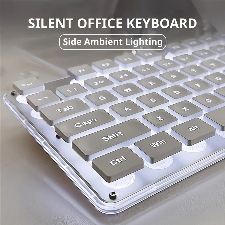 EWEADN GX710 Stylish Home Office Computer Laptop Keyboard USB Kabelgebundene Leise Beleuchtete Tastatur - Weiße Beleuchtung