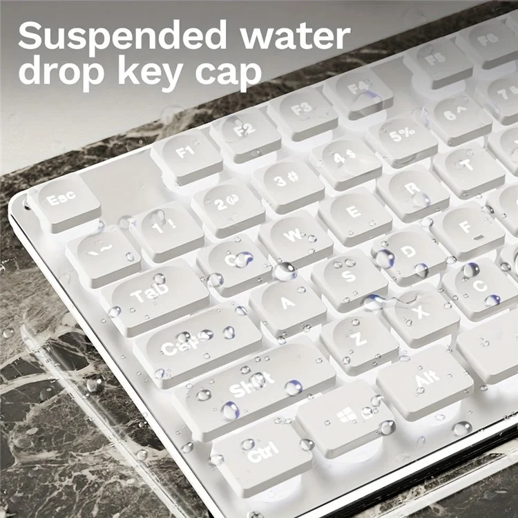 EWEADN GX710 Stylish Home Office Computer Laptop Keyboard USB Kabelgebundene Leise Beleuchtete Tastatur - Weiße Beleuchtung