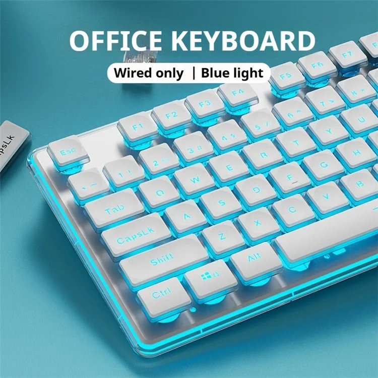 EWEADN GX710 Stylish Home Office Computer Laptop Keyboard USB Wired Mute Backlit Keyboard - Blue Backlit