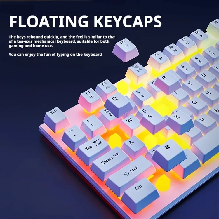 Clavier de jeu EWEADN GX330 pour ordinateur portable - Blanc / Arc-en-ciel