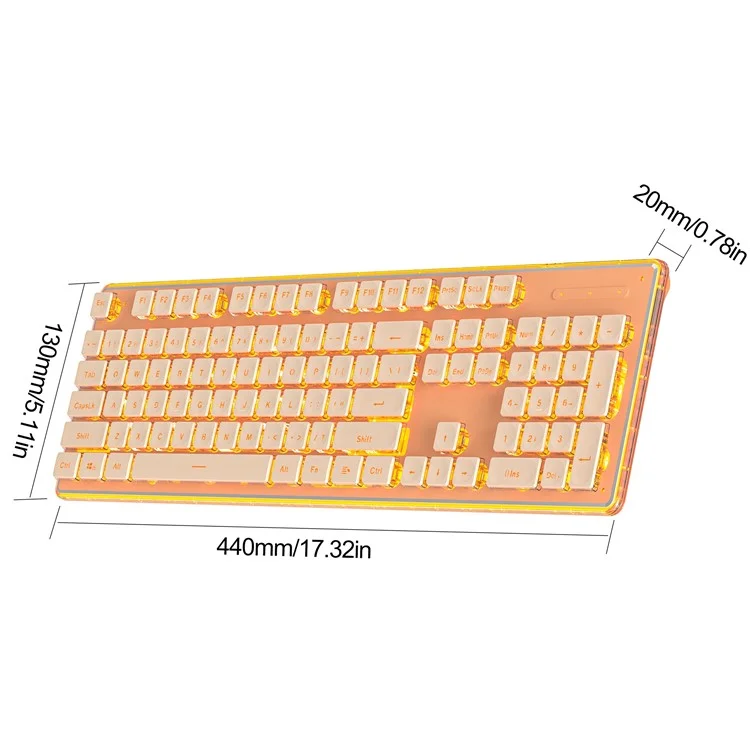 EWEADN V3 Home Office Computer Laptop Mute Keyboard USB Wired Backlit Keyboard - Rose