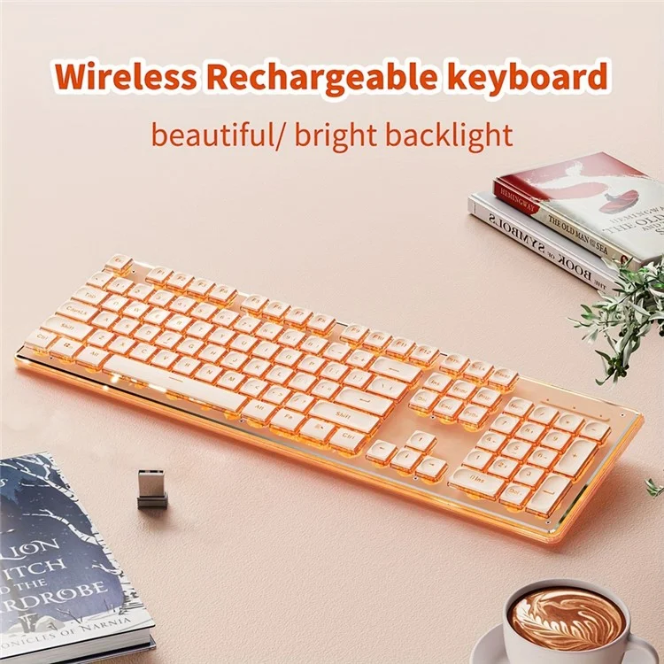 EWEADN V3 Home Office Computer Laptop Mute Keyboard USB Wired Backlit Keyboard - Rose