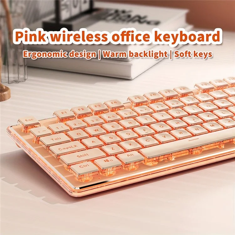 EWEADN V3 Home Office Computer Laptop Mute Keyboard USB Wired Backlit Keyboard - Rose
