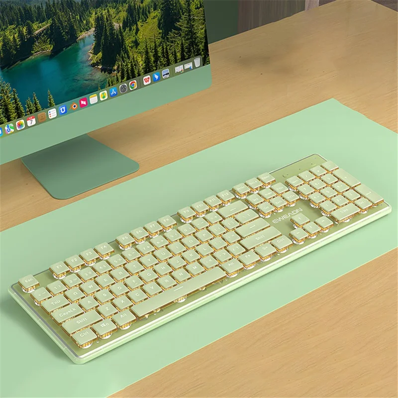 EWEADN V3 Home Office Computer Laptop Mute Keyboard USB Wired Backlit Keyboard - Green