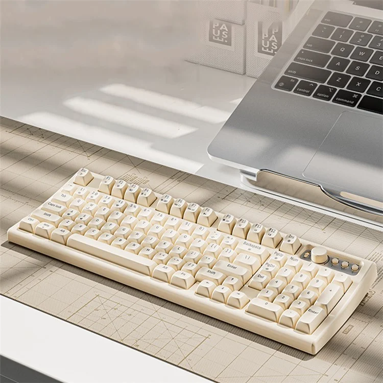 EWEADN V97 Bluetooth-compatible / 2.4G Wireless Rechargeable Keyboard Computer Laptop Keyboard - White