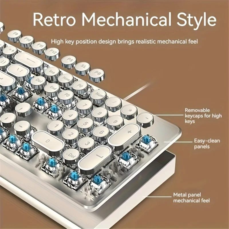 EWEADN TK100 Punk trådbunden tangentbord Dator Laptop Mekaniskt tangentbord - Svart brytare