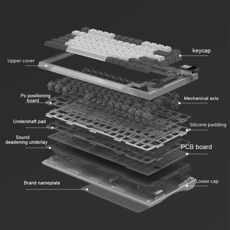 DARMOSHARK K8 Bluetooth-compatible / Wired / 2.4G Wireless Keyboard RGB Backlit Gasket Structure Mechanical Keyboard - Black