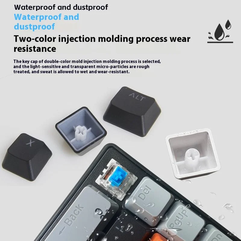 Y-FRUITFUL K68 Color Splicing Wired Keyboard 68-Key RGB Backlit Computer Office Gaming Keyboard - Yellow+Grey+White