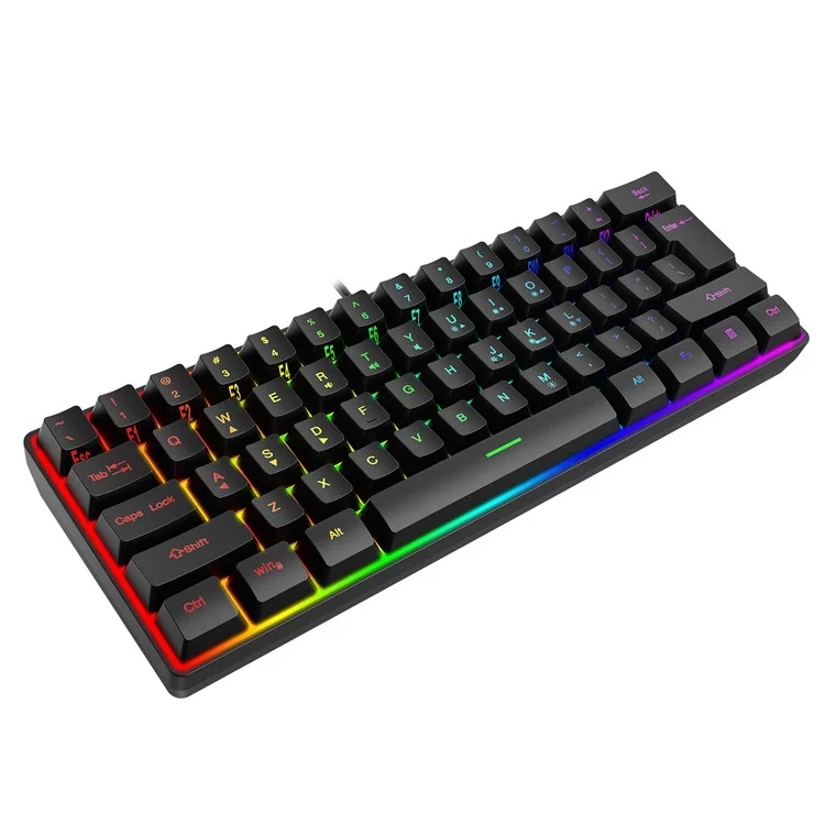 Y-fruitful K401 Wired Keyboard 61-ключ RGB Backlit Computer Office Gaming Клавиатура