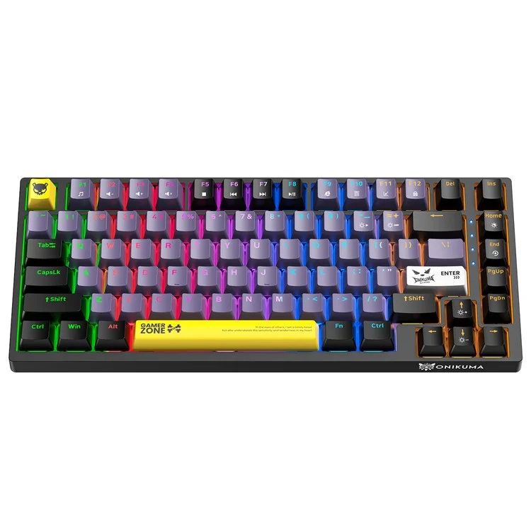 ONIKUMA G58 Hot-Swappable 82-Key Mechanical Gaming Keyboard RGB Lighting Wired Keyboard - Black