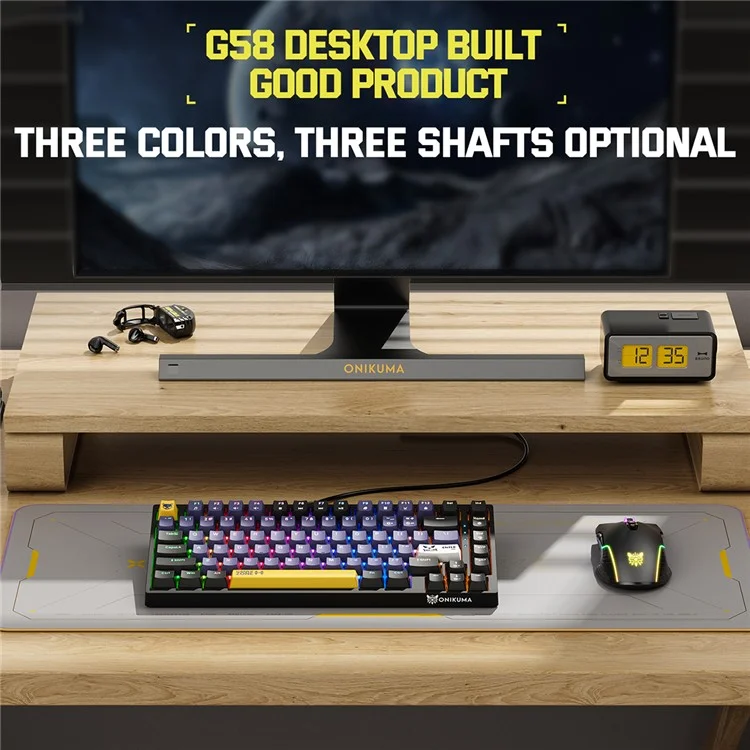 ONIKUMA G58 Hot-Swappable 82-Key Mechanical Gaming Keyboard RGB Lighting Wired Keyboard - Black