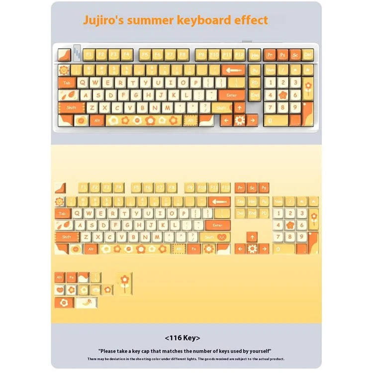 Y-FRUITFUL 116 piezas de tapas de teclas para teclado mecánico de computadora, juego de tapas de teclas ABS - Verano