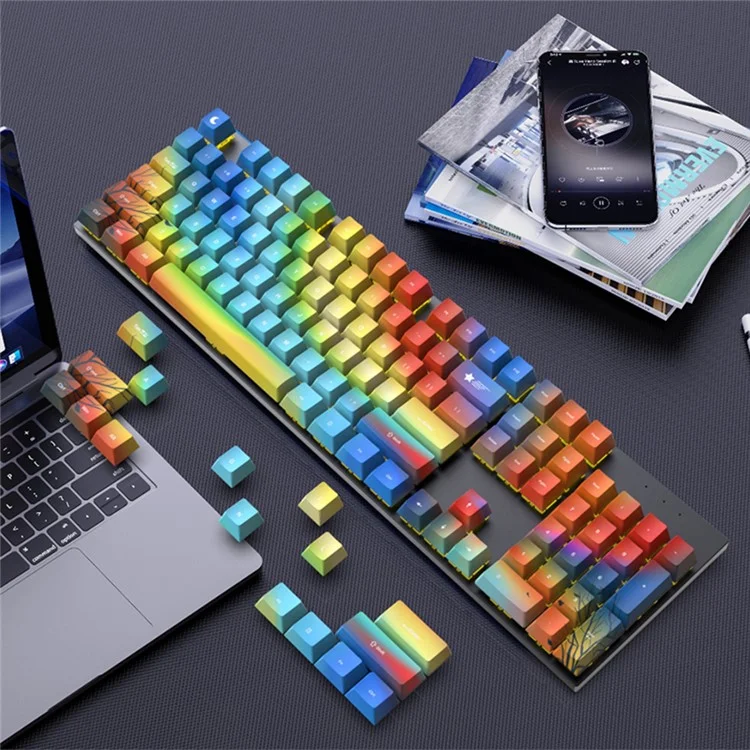 Y-FRUITFUL 143 Piezas Keycaps Teclado Mecánico Juego de Tapas de Teclas ABS Compatible con Múltiples Diseños - Northern Lights