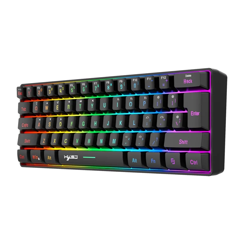 Tastiera da Gaming HXSJ L500 con 61 Tasti - Modalità Tripla 2,4G / Bluetooth / Cablata con Retroilluminazione RGB - Nero