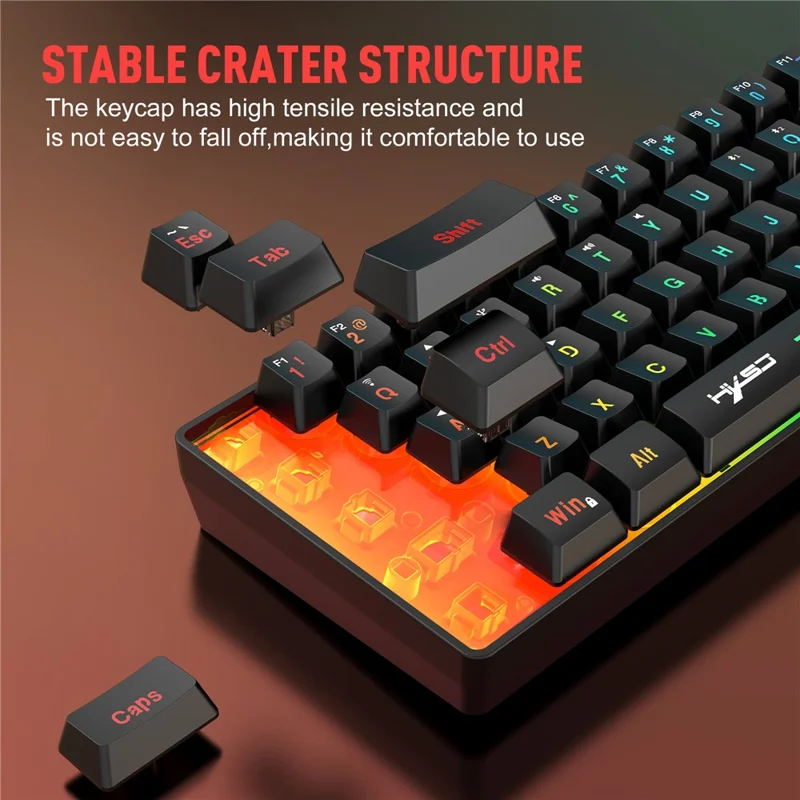 Tastiera da Gaming HXSJ L500 con 61 Tasti - Modalità Tripla 2,4G / Bluetooth / Cablata con Retroilluminazione RGB - Nero