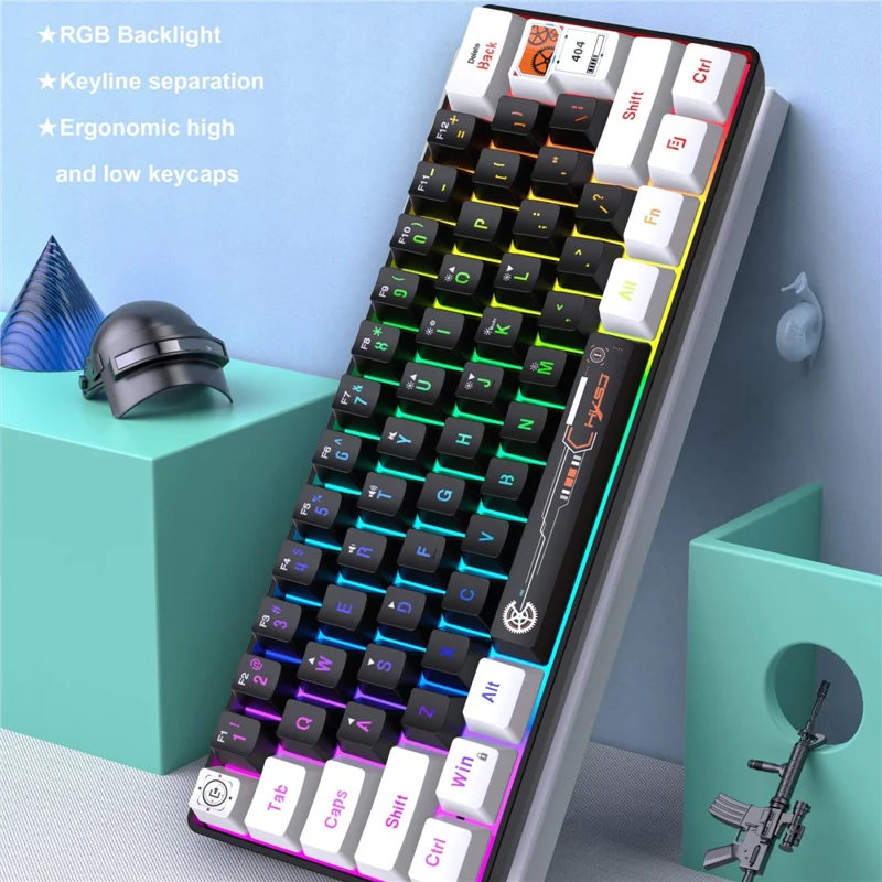 HXSJ V700 Teclado con cable de 61 teclas con retroiluminación RGB para PC / Portátil, Teclado multimedia de juego