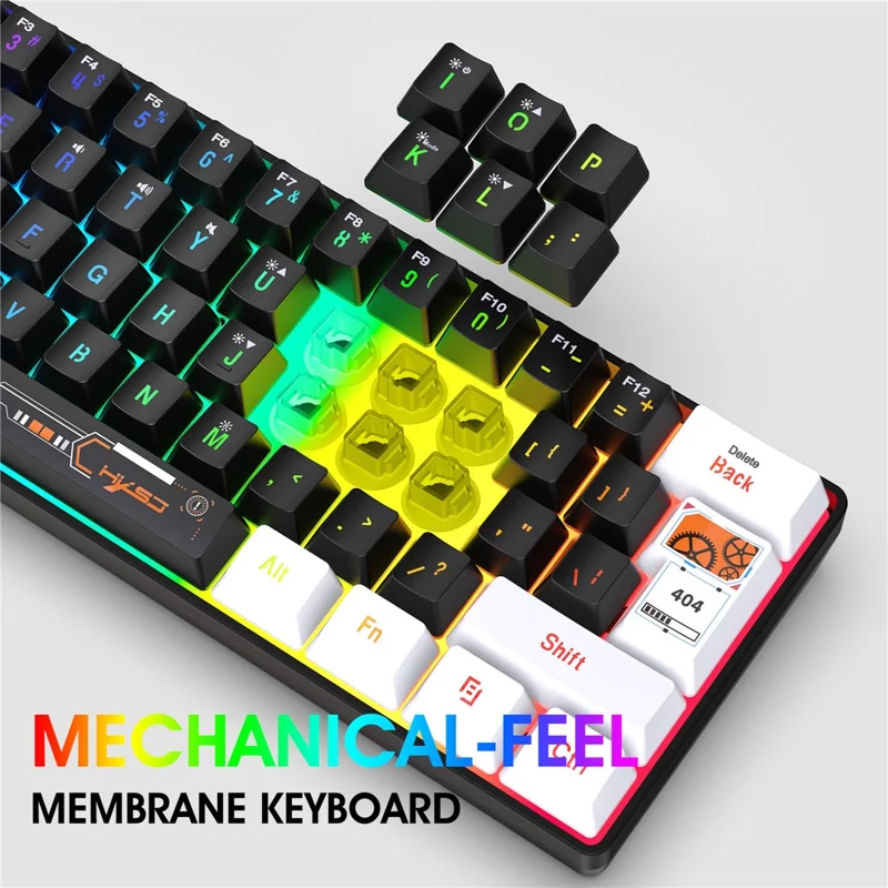 HXSJ V700 Teclado con cable de 61 teclas con retroiluminación RGB para PC / Portátil, Teclado multimedia de juego