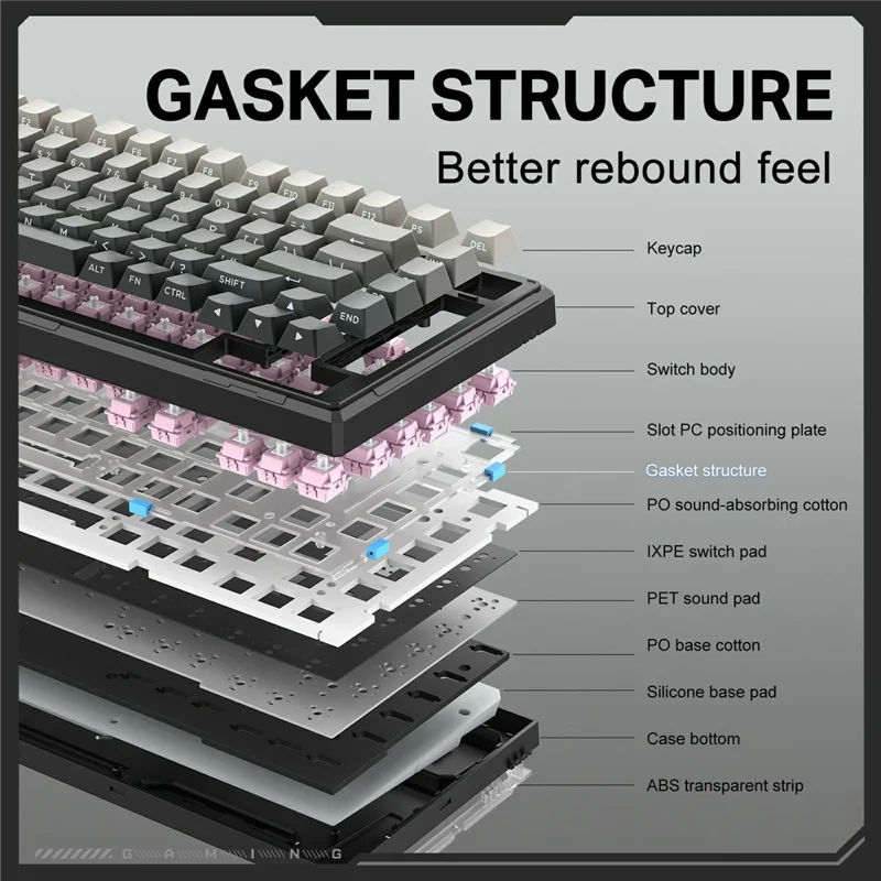 ONIKUMA G83 2,4G Draadloos / Bluetooth-compatibel / Bedraad 3 Modi 82-Toets Mechanisch Toetsenbord Verwisselbare Schakelaars Gamingtoetsenbord