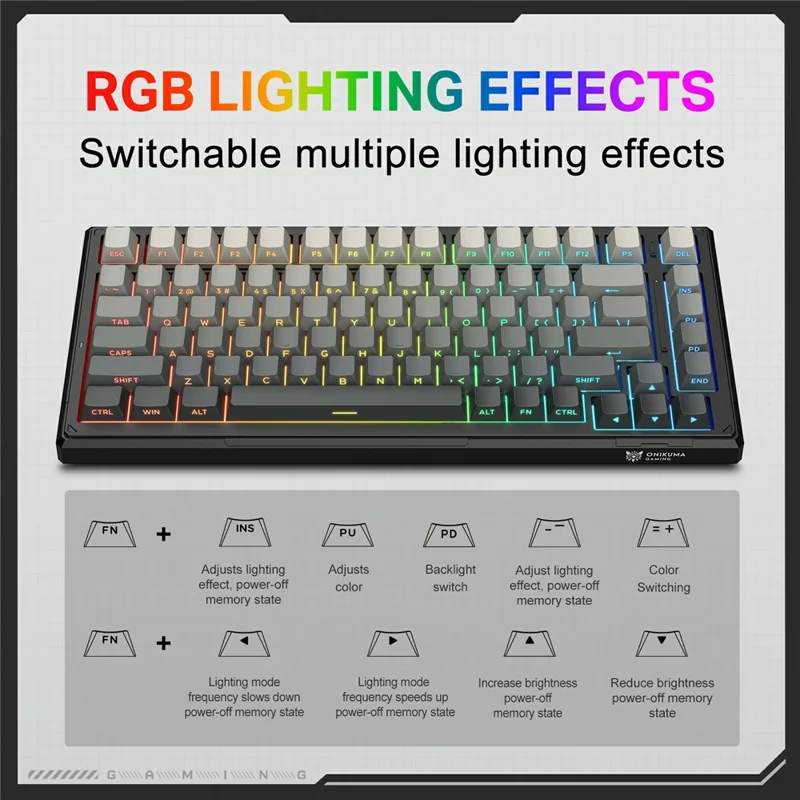 ONIKUMA G83 2,4G Draadloos / Bluetooth-compatibel / Bedraad 3 Modi 82-Toets Mechanisch Toetsenbord Verwisselbare Schakelaars Gamingtoetsenbord