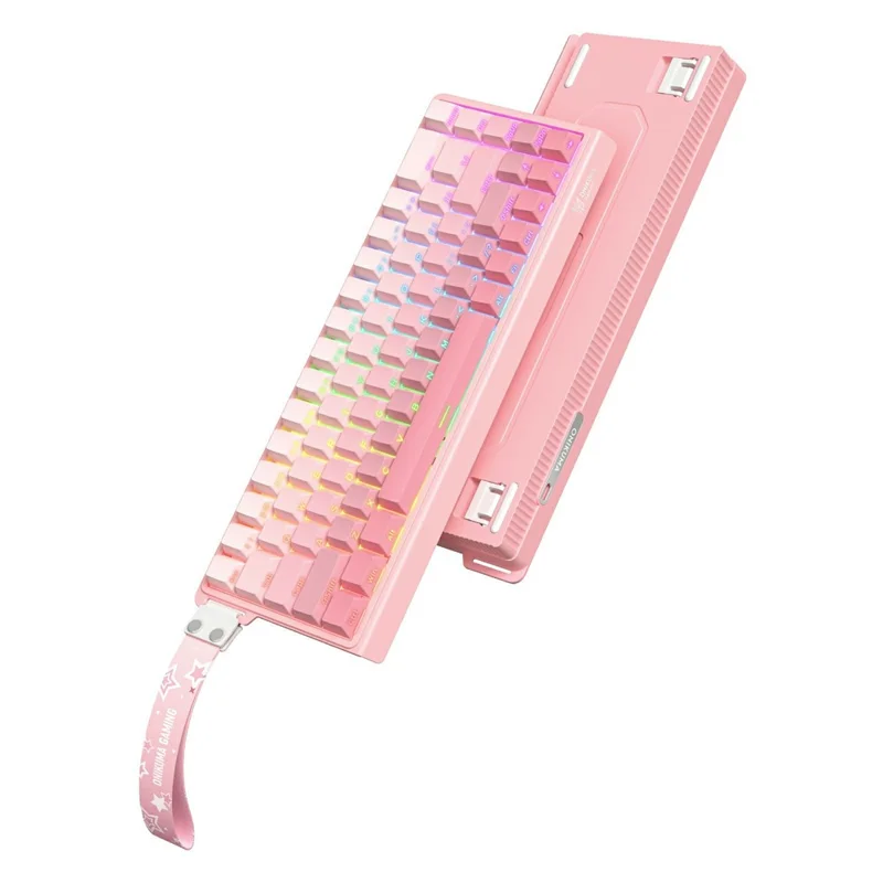 ONIKUMA G69 68 Tasti Tastiera Intercambiabile per Mac / Windows / Android Tastiera da Gioco con Asse Magnetico e Luce RGB - Rosa