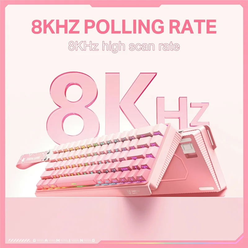 ONIKUMA G69 68 Tasti Tastiera Intercambiabile per Mac / Windows / Android Tastiera da Gioco con Asse Magnetico e Luce RGB - Rosa
