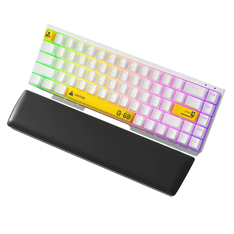 SYNTECH 68 Magnetic Gaming Keyboard Ergonomic Lightweight Wired Keyboard - White Yellow