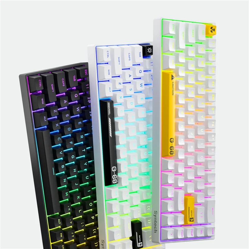 SYNTECH 68 Magnetic Gaming Keyboard Ergonomic Lightweight Wired Keyboard - White Yellow