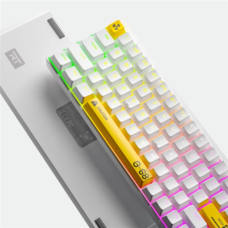 SYNTECH 68 Magnetic Gaming Keyboard Ergonomic Lightweight Wired Keyboard - White Yellow