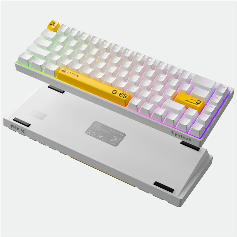 SYNTECH 68 Magnetic Gaming Keyboard Ergonomic Lightweight Wired Keyboard - White Yellow