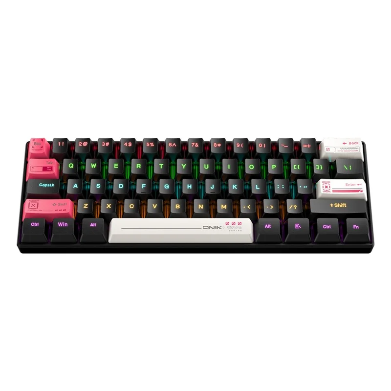 ONIKUMA MT605 61-Key Tri-Mode Mechanical Keyboard Bluetooth-compatible 2.4G Wireless Wired RGB Gaming Keyboard for Office - White