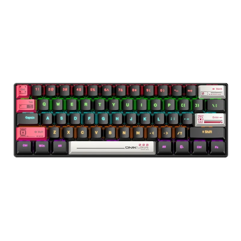 ONIKUMA MT605 61-Key Tri-Mode Mechanical Keyboard Bluetooth-compatible 2.4G Wireless Wired RGB Gaming Keyboard for Office - White