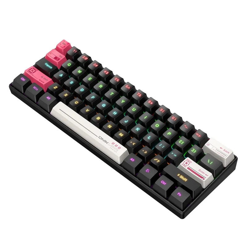 ONIKUMA MT605 61-Key Tri-Mode Mechanical Keyboard Bluetooth-compatible 2.4G Wireless Wired RGB Gaming Keyboard for Office - White