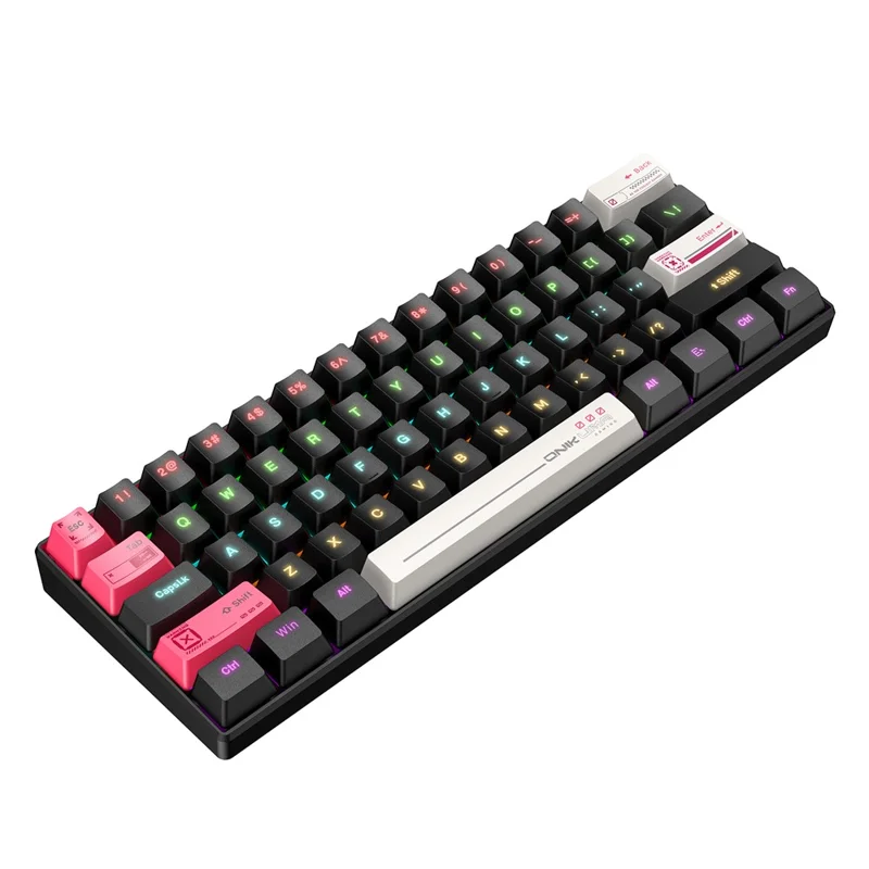ONIKUMA MT605 61-Key Tri-Mode Mechanical Keyboard Bluetooth-compatible 2.4G Wireless Wired RGB Gaming Keyboard for Office - White