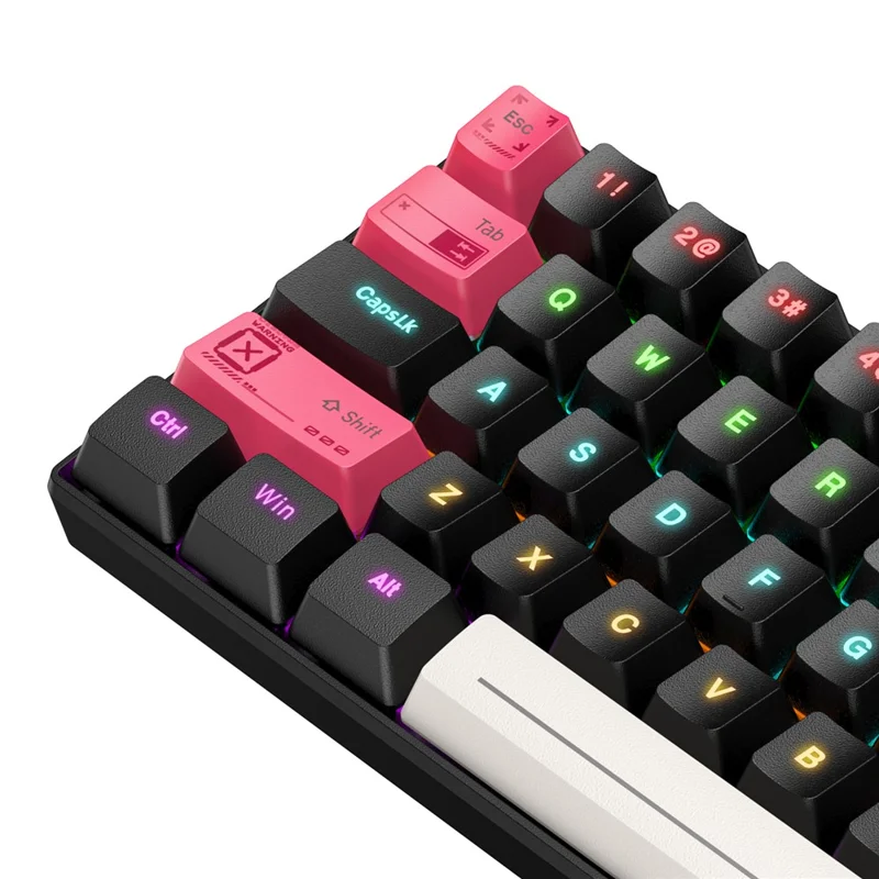 ONIKUMA MT605 61-Key Tri-Mode Mechanical Keyboard Bluetooth-compatible 2.4G Wireless Wired RGB Gaming Keyboard for Office - White