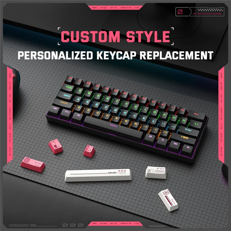 ONIKUMA MT605 61-Key Tri-Mode Mechanical Keyboard Bluetooth-compatible 2.4G Wireless Wired RGB Gaming Keyboard for Office - White
