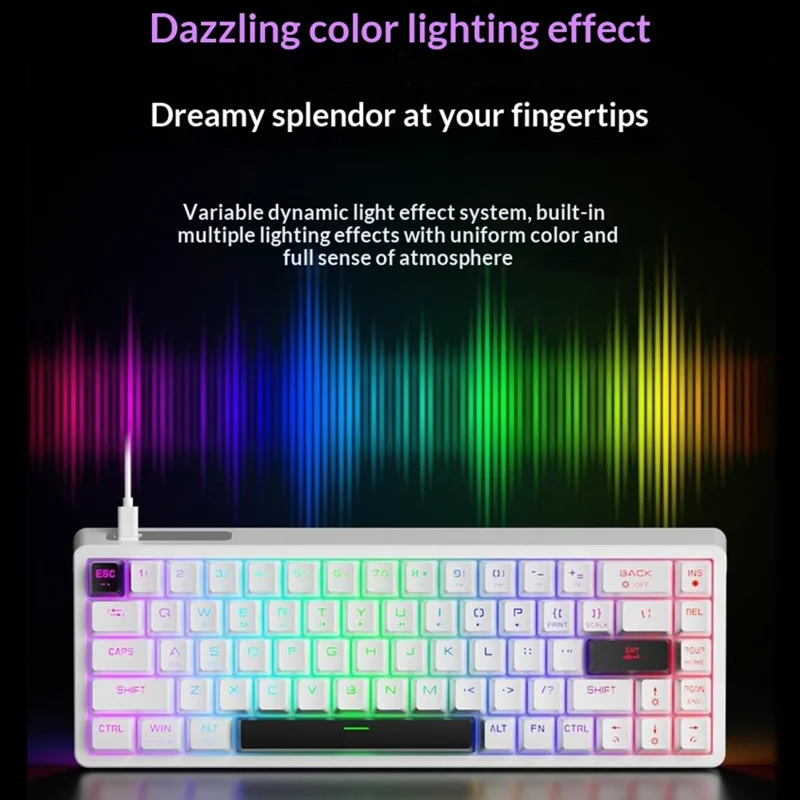 ERAZER MK68 68-Key Mechanical Keyboard Blue Red Switch RGB Backlit Type-C Wired Gaming Keyboard (Invested By Lenovo) - White